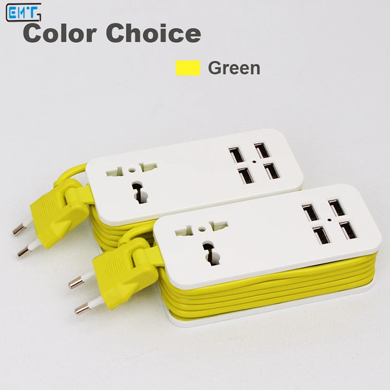 Универсальная Мини Портативный удлинитель европейская вилка с 4 USB порт QC2.2