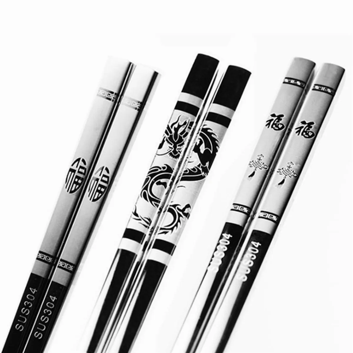 

Stainless Steel Chopsticks Anti Skid Dragon Food Chop Sticks Portable Tableware