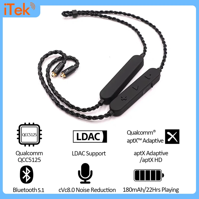 

HiFi Bluetooth 5.0 Audio Adapter Cable with Qualcomm aptX Adaptive HD LDAC 3X Data Transmission 96kHz/990kbps MMCX A2DC IE80 QDC