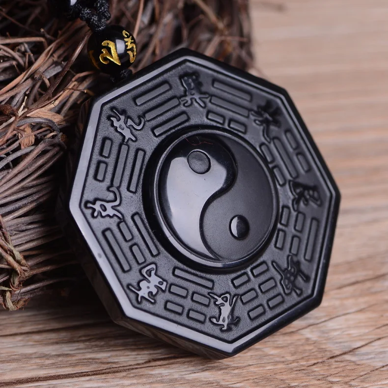 

Natural gold meteorite rainbow obsidian the eight trigrams pendant for men women gold obsidian pendant Necklace