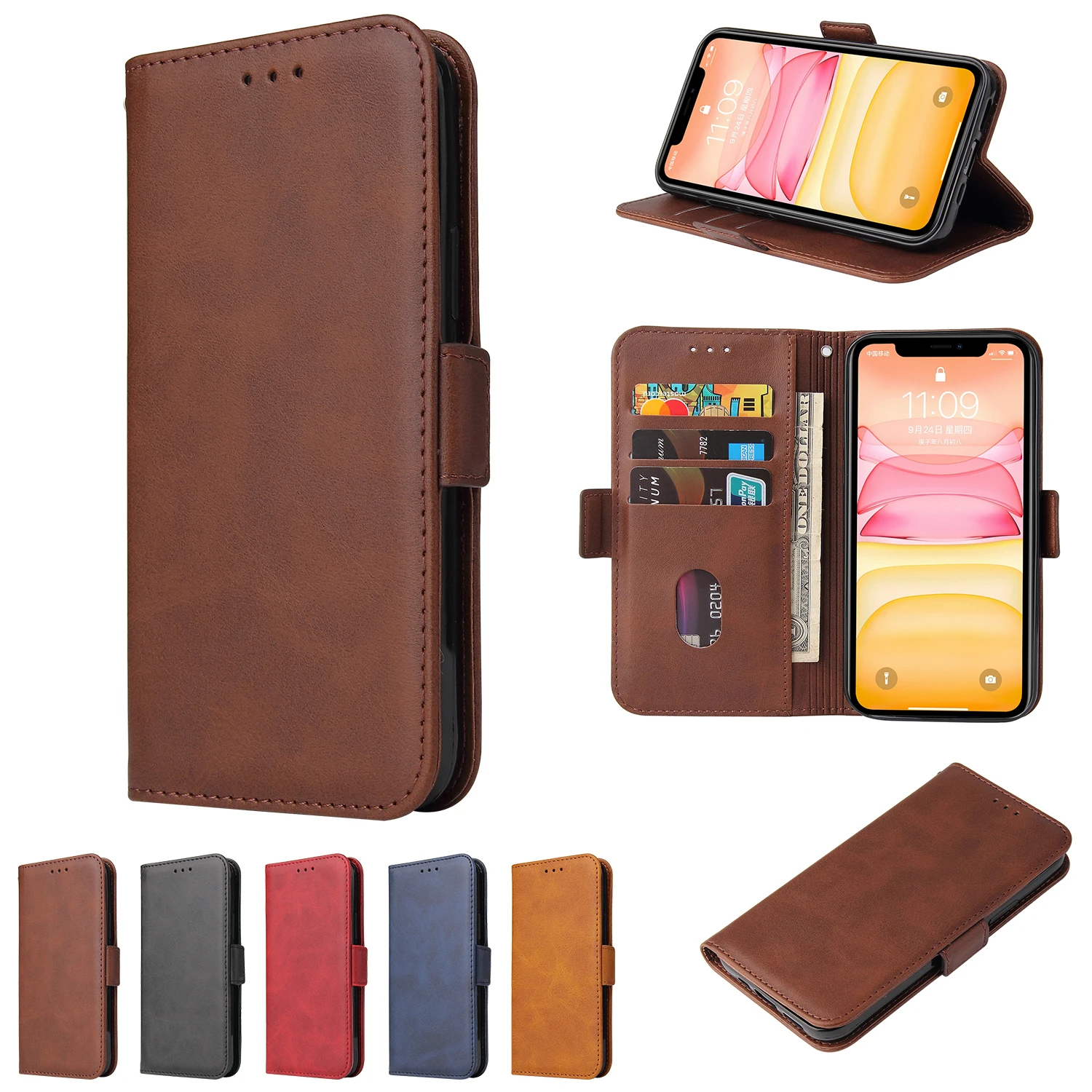 

Business Leather Wallet Case for IPhone 11 Pro Max 12 Mini X XS Max XR 7 8 Plus SE 2020 Flip Phone Cover Stand Card Holder Coque