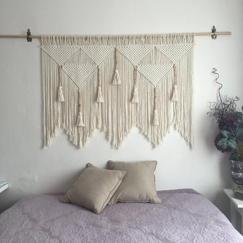 

HOT Macrame Wall Hanging Handwoven Bohemian Cotton Rope Boho Tapestry Home Decor （without sticks）TLSM