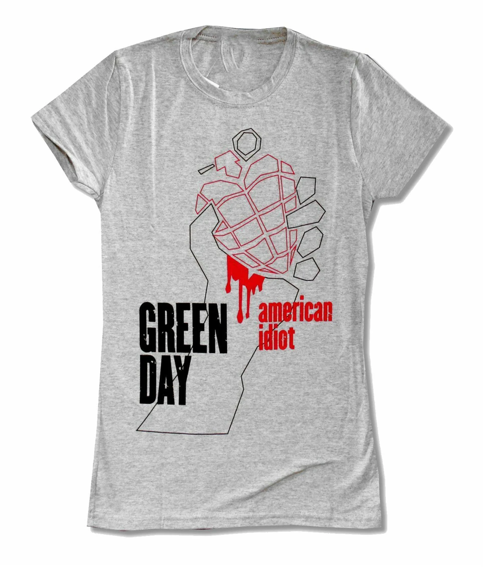 Зеленая футболка для девочек в американском стиле с принтом Idiot Хизер серая Новые