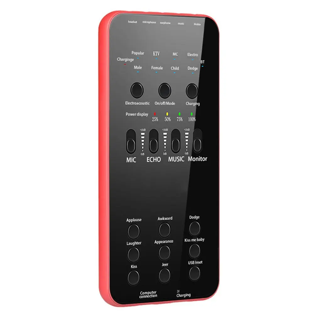 

E6 Sound Card For Cell Phone PC Broadcast Sound Card External USB Live Sound Card Wireless Accompaniment