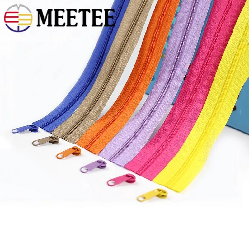 

Meetee 10meters Nylon 3# Coil Zipper with Slider & Stopper for Quilt Bags Tent Invisible Clothing Zip Sewing Crafts Accessories