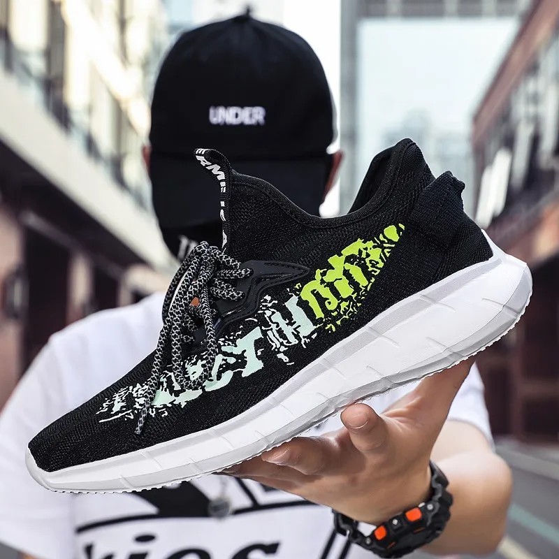 

2021 Summer New Men Sneakers Breathable Lace Up Men Mesh Shoes Fashion Casual No-slip Men Vulcanize Shoes Tenis Masculino