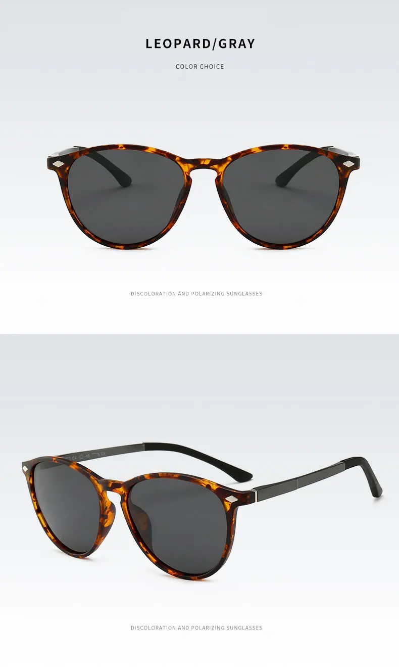 Reven Jate Men Women Classic Retro Rivet Polarized Sunglasses TR90 Legs Lighter Design Oval Frame UV400 Protection 9900