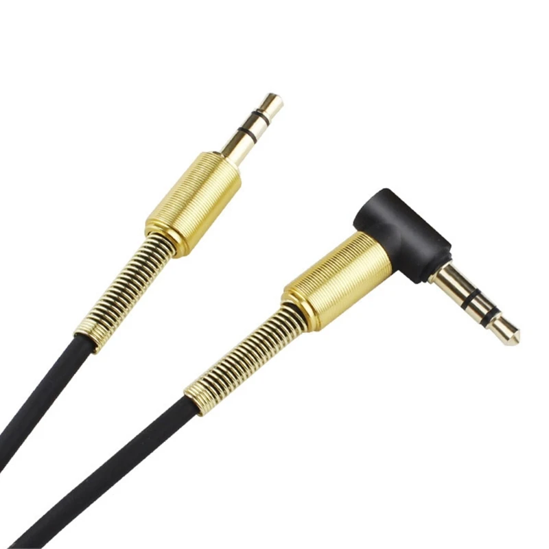 

3.5mm Male To Male 90 Degree Angle Audio Aux Spring Cable For Car Stereo MP3 PC