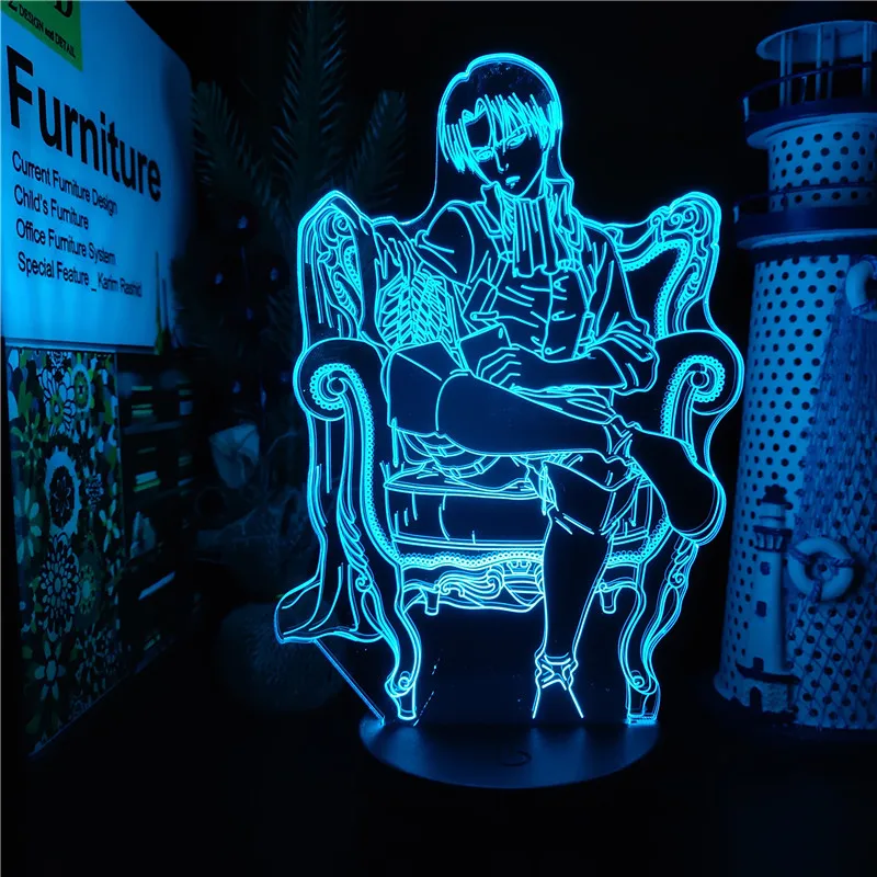 Attack On Titan LED Lamp Levi Ackerman 3D Night Light Anime Figure Decoration Lighting Manga Lampara Acrylic Bedroom Decor Lampe