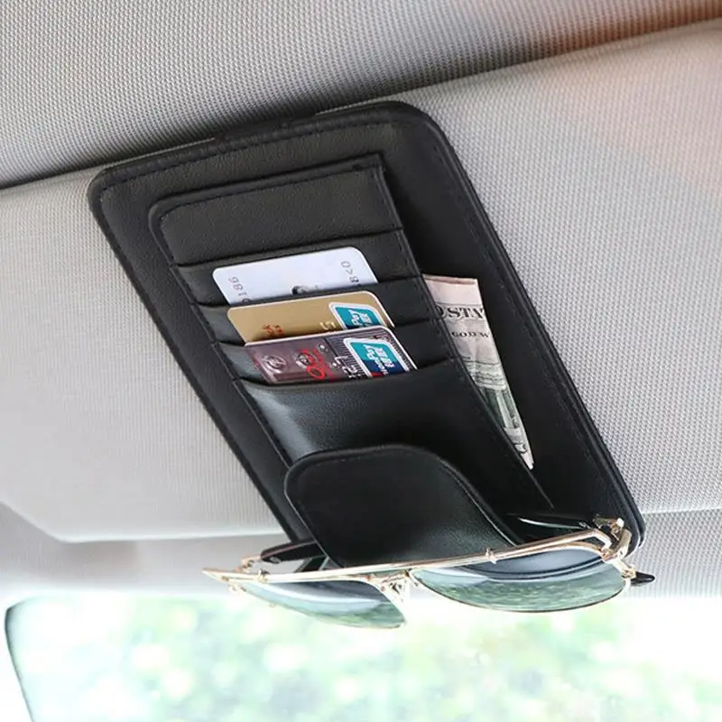 Universal PU Leather Car Auto Visor Organizer Holder Case for Card Glasses Sun Organizador Car-Styling Accessories | Автомобили и