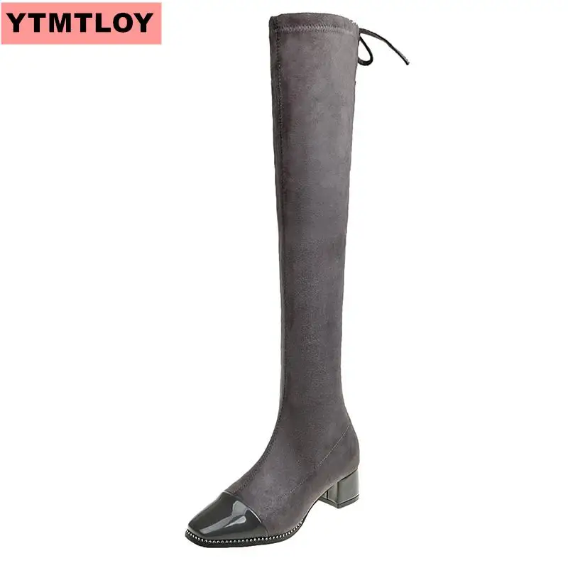 Модные Классические Сапоги выше колена из искусственной замши пикантные сапоги