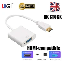 ugi uk stock full hd 1080p hdmi compatible male to vga female adapter cable converter for pc hdtv ps3 xbox one 360 sky white