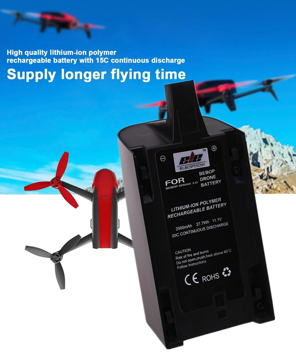 

2PCS High Capacity 2500mAh 11.1V Powerful Li-Polymer Battery For Parrot Bebop Drone3.0 Quadcopter