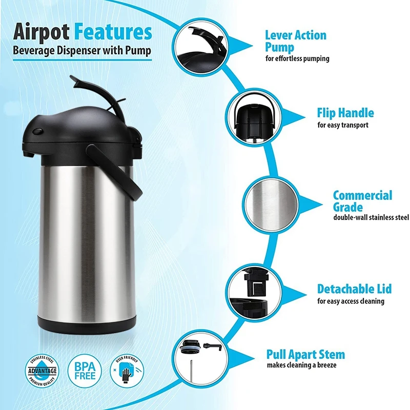 Кофейный дозатор Airpot объемом 2 5 л с насосом 24-часовой теплоизолированный горячих