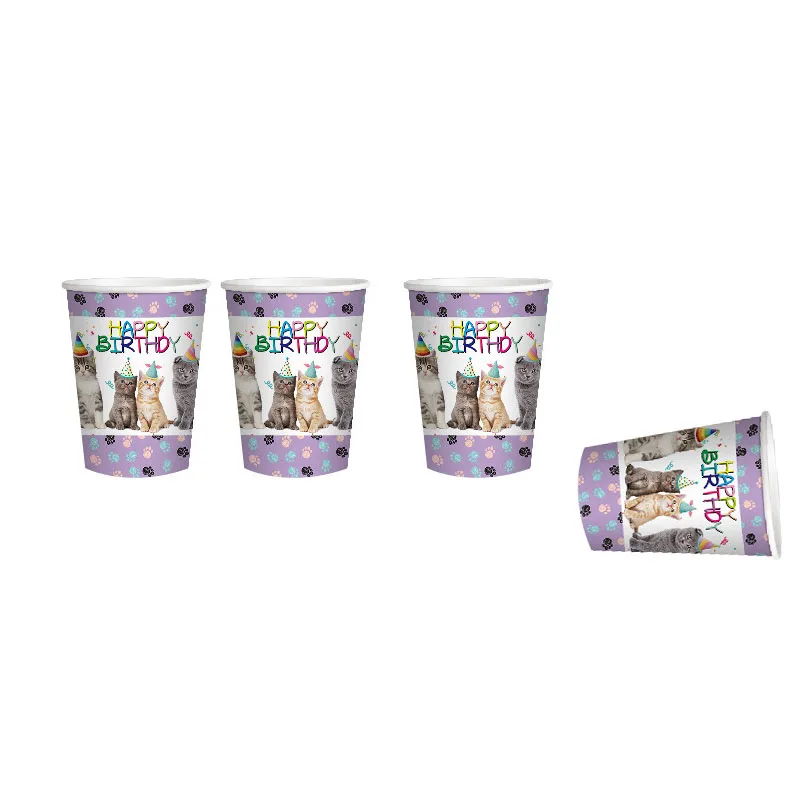 Милый Кот одноразовая посуда бумажные тарелки и стаканы салфетки флаги День
