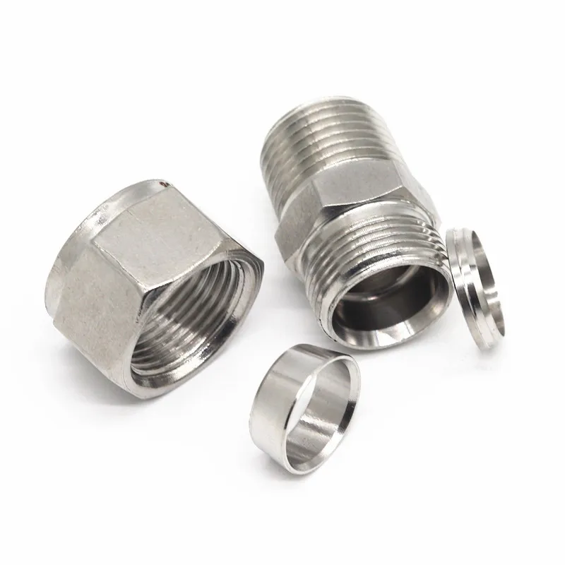 

SS 304 Stainless Steel Double Ferrule Compression Connector 6mm 8mm 10mm 12mm Tube to 1/8" 1/4" 3/8" 1/2" Male NPT Pipe Fitting