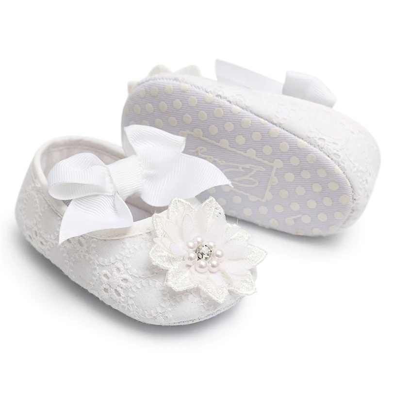 

Baby Girls Shoes Slip-on Bow-knot Flower Lace Solid First Walkers Kids Shoes Toddler Soft Sole Anti-slip Single Shoe 0-18M A20