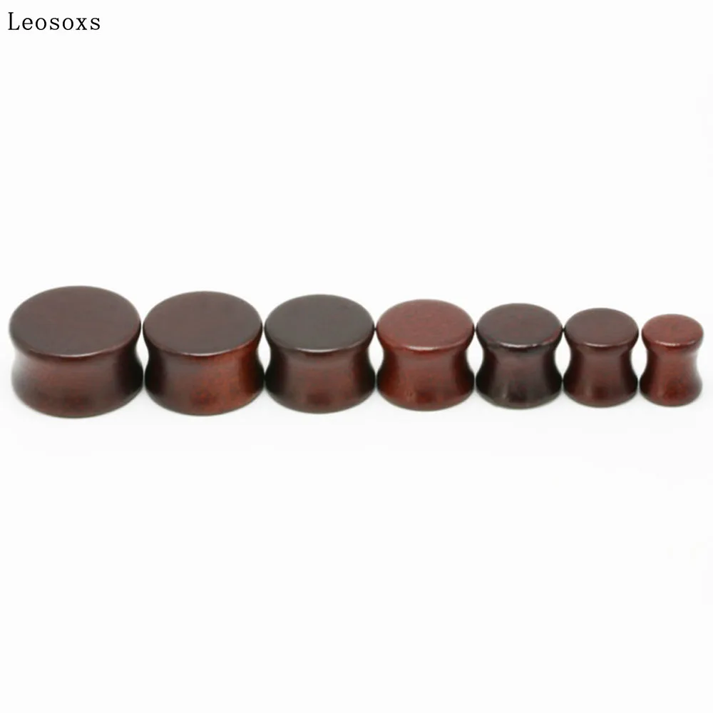 

Leosoxs 2 Pcs European and American Brown Solid Wood Ear Expander Piercing Jewelry 8-20mm Hot Selling TUNNEL