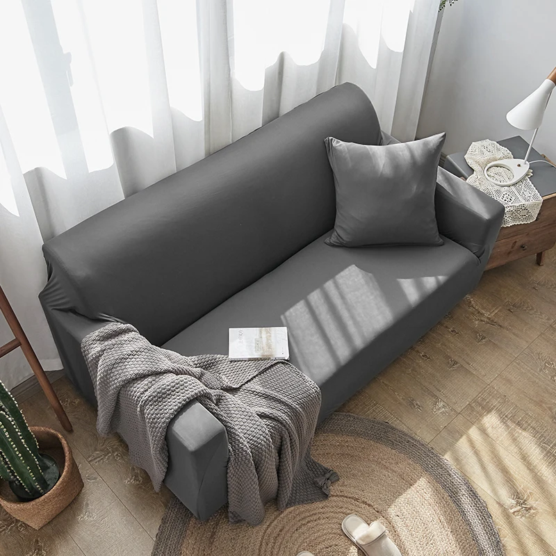 Stretch Sofa Cover For Living Room Sectional Slipcover Universal All-inclusive Solid Color Couch 1/2/3/4 seat Case | Дом и сад