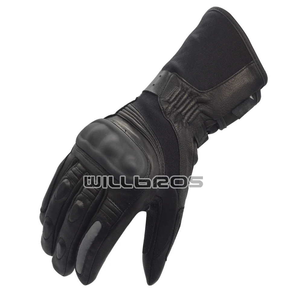 

H2O Winter Leather Gloves Warm Motorcycle Waterproof Men Guantes Motocross Motorbike Windproof Black Luvas Adult