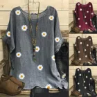 кофта Женская Осенняя блузка с принтом маргаритки, модные женские свободные топы с длинным рукавом, футболка, женская рубашка размера плюс, Blusas Femininas, пуловер, Новинка