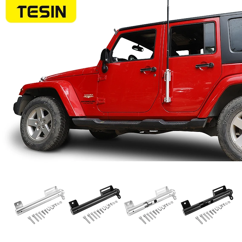 

TESIN Flag Pole Holder Car Multifunctional Foot Pegs Pedal Flagpole Bracket Kit Accessories for Jeep Wrangler JK JL TJ 1996-2020