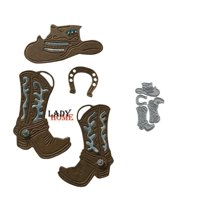 Ковбойские ботинки шляпа ремесла металлический режущий пресс-форма трафарет