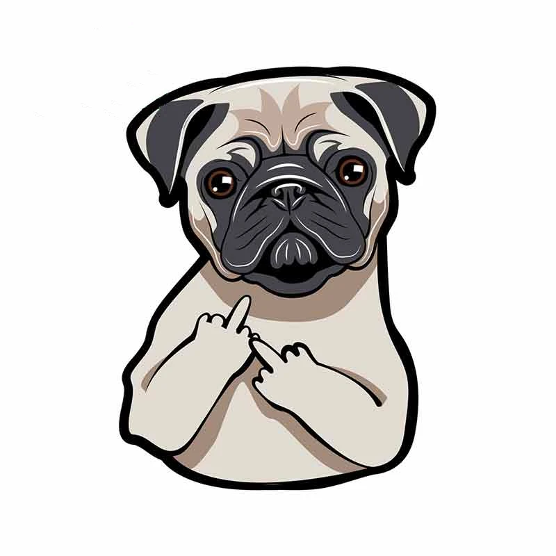 

LLY-0573 Hot Sell Cartoon Funny Rude Pug Dog Modeling Decal PVC Car Sticker Accessoriesfor Laptop Luggage Waterproof Decals