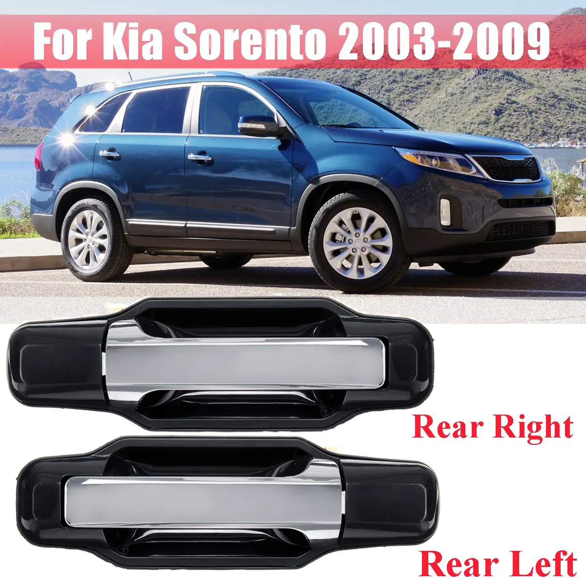 Ручка наружной двери для Kia Sorento 2003 2004 2005 2006 2007 2008 2009 #82660 3E021 826603E021 хром LHD передняя