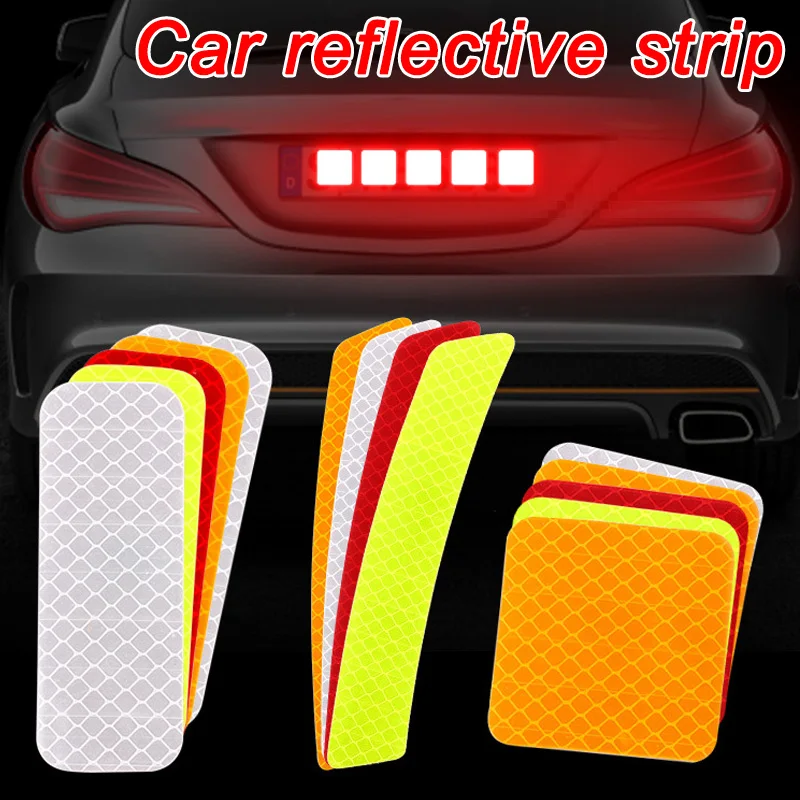 

10pcs Car Door Sticker Decal Warning Mark Tape Reflective Sticker Reflective Strip OPEN High Sign Safety Light Reflector Strip
