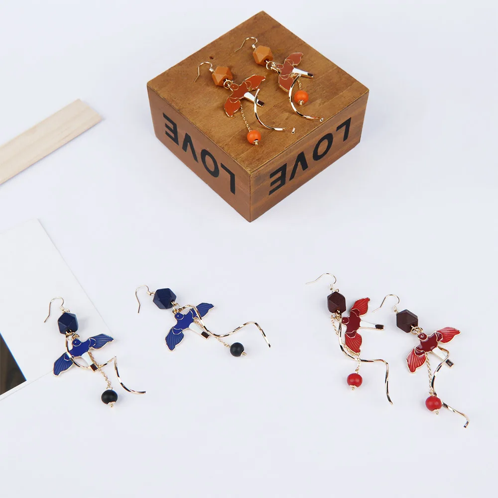 Женские Геометрические серьги подвески ласточка деревянные геометрической