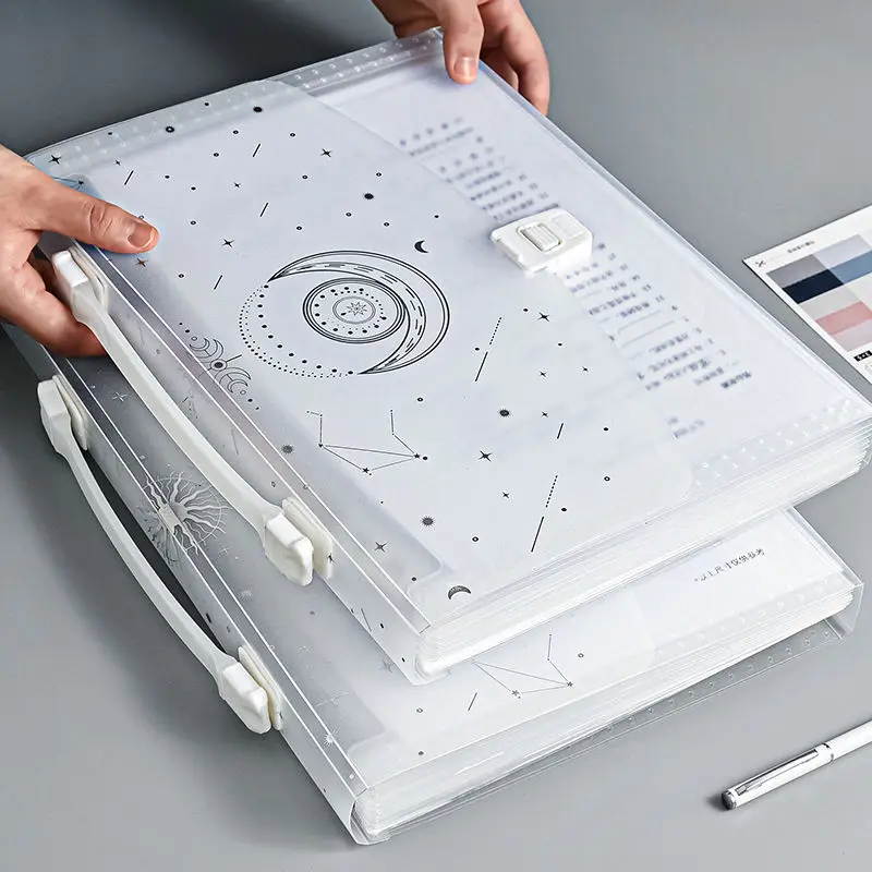 

A4 Multi Layer High Capacity File Folder Transparent Portable Folder Organizer Storage Bag Catalog Simple Archive Folder