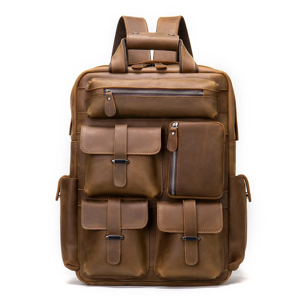 Мужской винтажный рюкзак из натуральной кожи с защитой от кражи|Мужские рюкзаки|