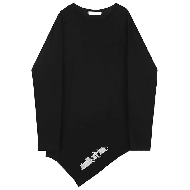 black WLD2688 XITAO футболка с вышитыми буквами Женская модная новинка осень Необычные Длинные элегантные свободные маленькие свежие повседневные футболки Топ WLD2688 - Цвет: black WLD2688
