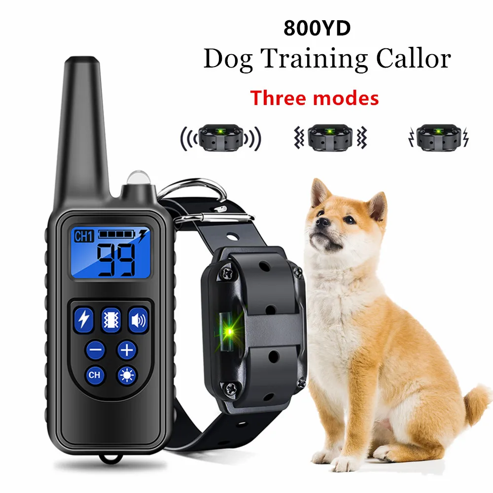 

Пульт дистанционного управления для дрессировки собак, 800 м, перезаряжаемый и водонепроницаемый, с ЖК-дисплеем, для всех размеров, удар токо...