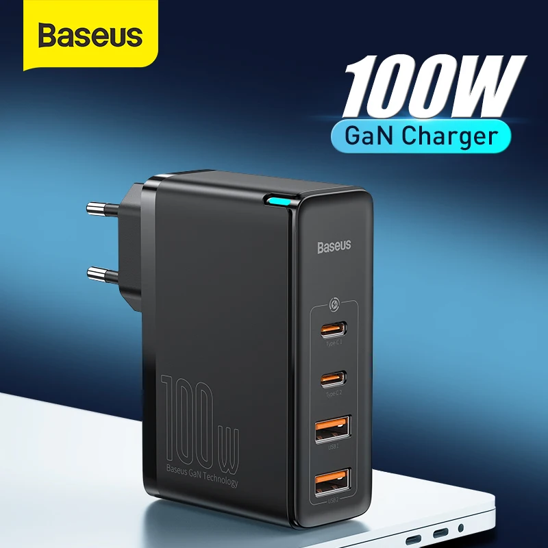 

Зарядное устройство Baseus GaN, 100 Вт, USB Тип C, PD, быстрая зарядка, 4,0, 3,0, зарядное устройство USB для телефона, для MacBook, ноутбука, смартфона