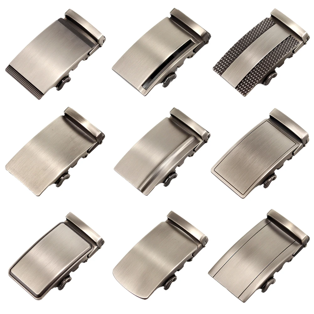 

2021 Men's Simple Metal Color High Quality Alloy Ratchet Buckle Comfortable Click Automatic Buckle Metal Wire Drawing Process