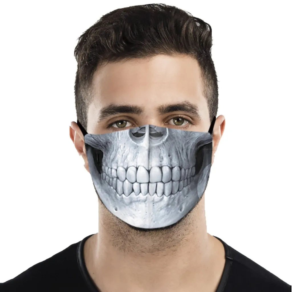 Моющаяся мужская маска с принтом черепа розы тканевая многоразовая против