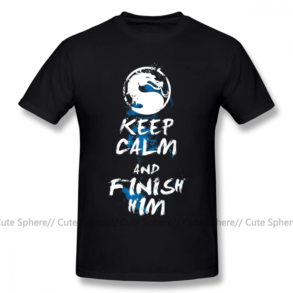 Mortal Kombat, Футболка Keep Calm, потрясающая уличная футболка, 100 хлопок, большие размеры, короткий рукав, Мужская футболка с принтом - Цвет: Black