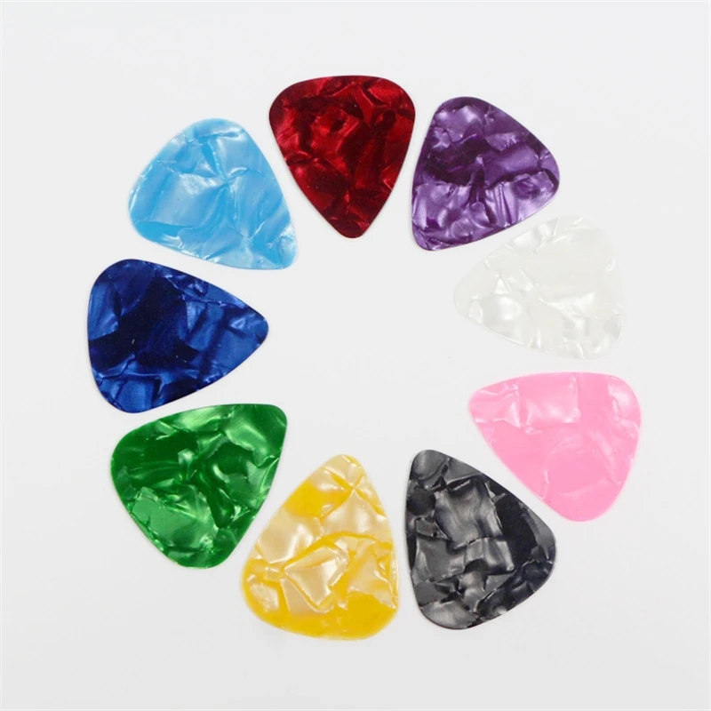 10 teilesatz celluloid elektrische gitarre picks zufällige farbe akustische musik picks plektrum 046 07mm dicke gitarre zubehör free glob