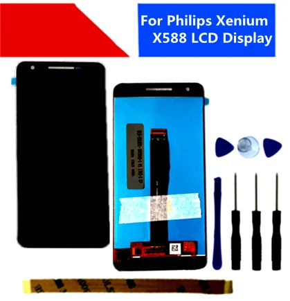 Для Philips Xenium X588 ЖК дисплей сенсорный экран Сенсорное стекло в сборе черный цвет с