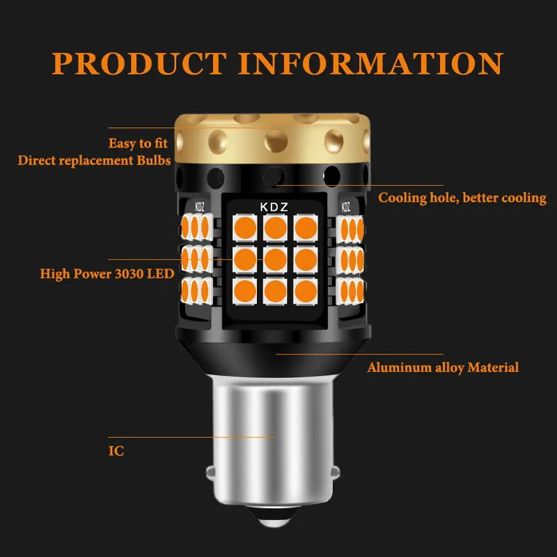 2 шт. CANBUS BAU15S PY21W BA15S P21W led 7440 W21W 3030 led 36-45 smd Автомобильная резервная лампа сигнал поворота drl свет без ошибок Янтарный 12-24 В