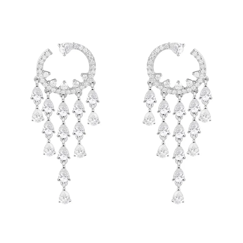 Fashion Women Luxury Drop Earring Rhinestone Crystal Zircon Earrings Tassel Long Dangle Earing Party Wedding Jewelry | Украшения и