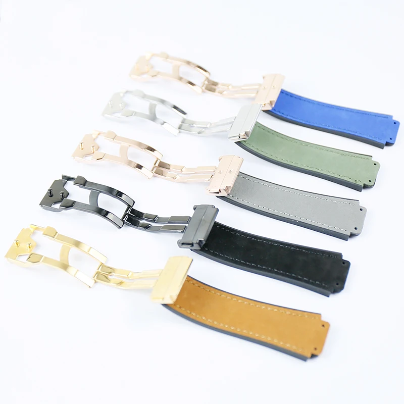 Watch Accessories Leather Strap Comfortable Scrub Leather For Hublot Watch  Rubber Strap Big Bang Series 25*19 Men's  Strap