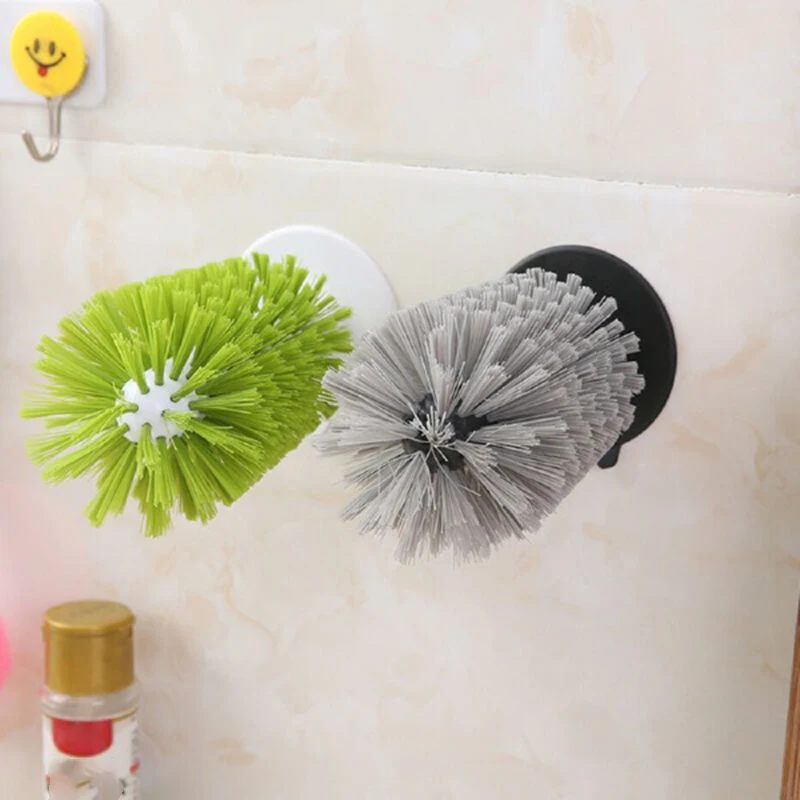 

Hot Kitchen Vertical Suction Cup Sink Cup Brush Glass Cleaning Brush Scrub Kitchen Bottle Cleaning Washing Brush-Up X85