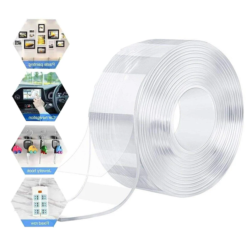 

1M / 2M / 3M Double Sided Tape Nano Tape Transparent Non Marking Kitchen Bathroom Fixed Small Objects Reusable Waterproof Tapes