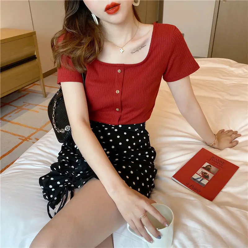 

T-Shirt Summer Tee Shirt Femme Short Sleeve Debardeur Femme black