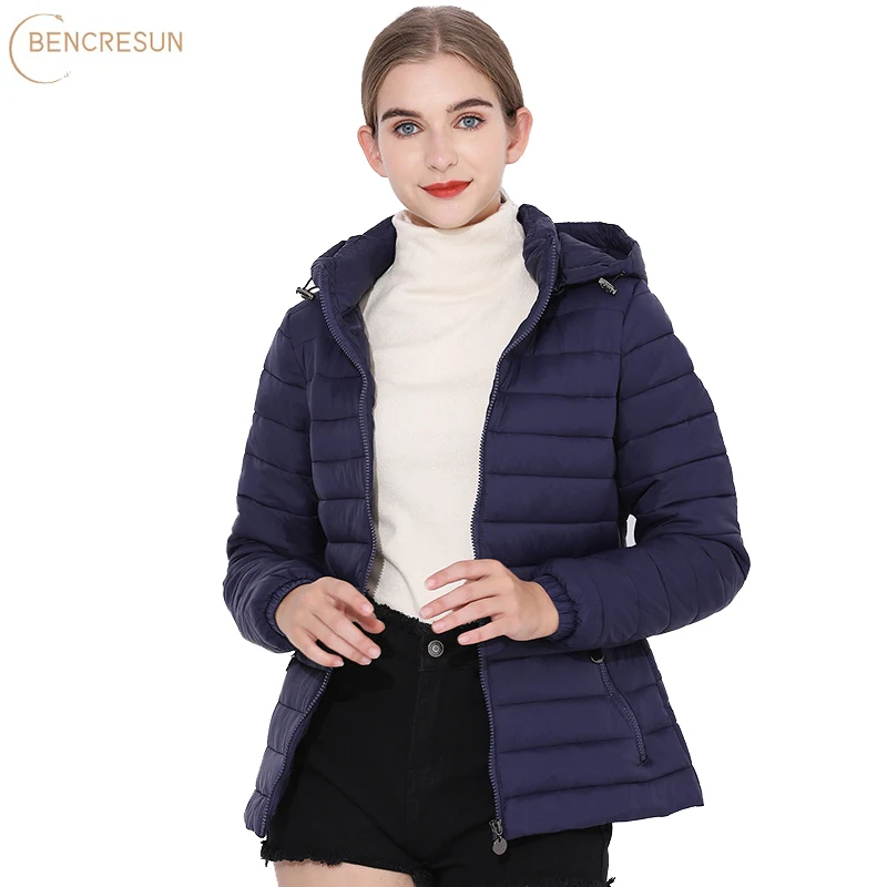 Женская Осенняя куртка с капюшоном зимнее пальто карманами на молнии теплое