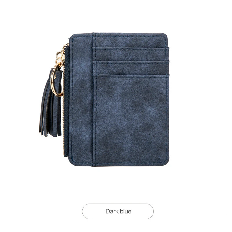 dark blue XIFAN женский бумажник с отделениями для карт мини кисточка женский держатель для карт кожаный кошелек деньги милый чехол кошелек на молнии кошелек для кредитных карт Carteira - Цвет: dark blue