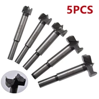 5pcs 15 35mm woodworking flat wing drill round shank hinge drill bit set electric drill reaming woodworking hole opener